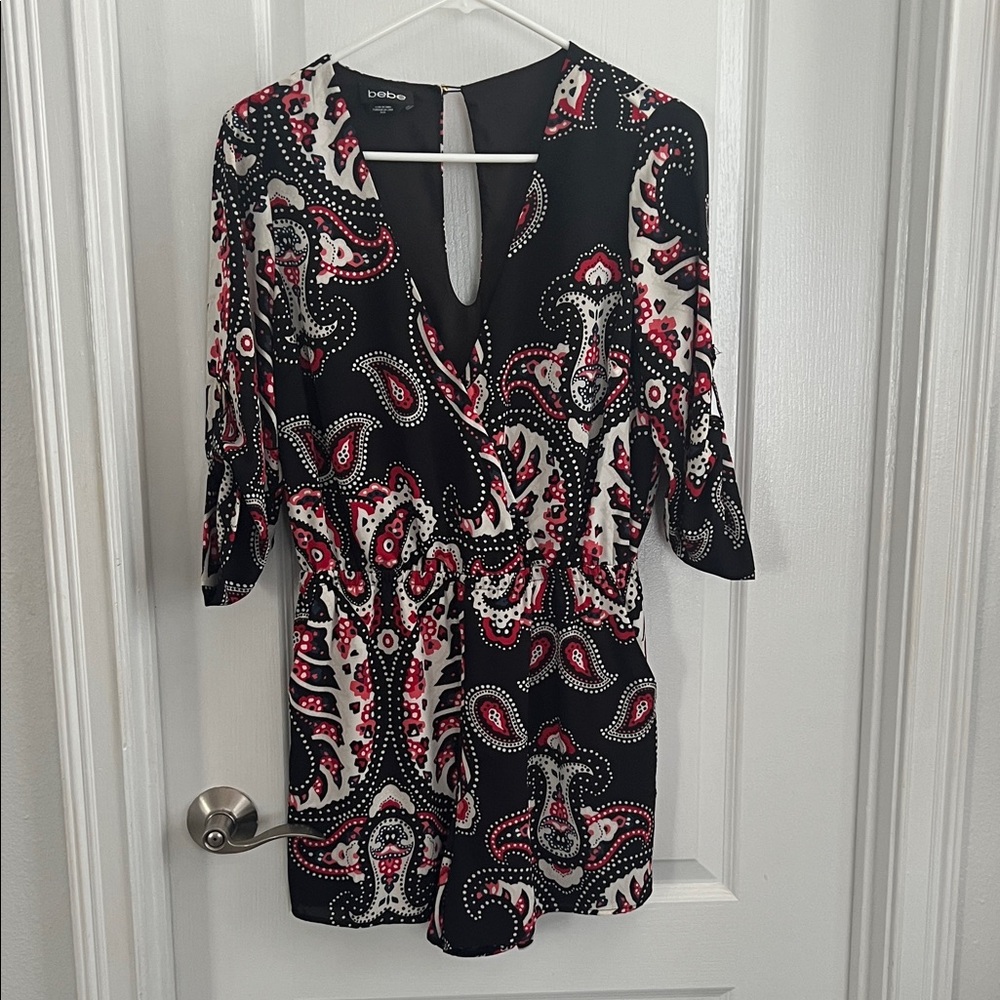 Bebe Black And Red Patterned Top - image 1
